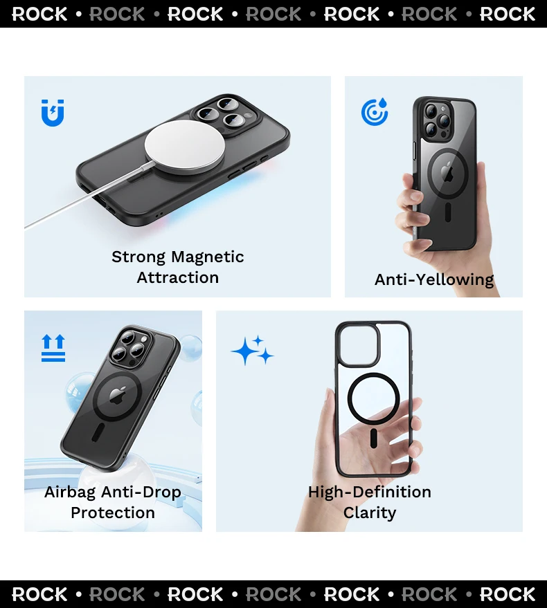 Clear Hard PC Case with N52 Magnet for iPhone 16 Series 1