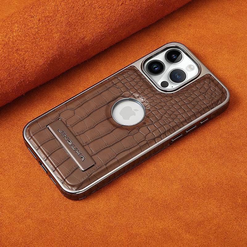 Crocodile Pattern Leather Case with Stand for iPhone Models