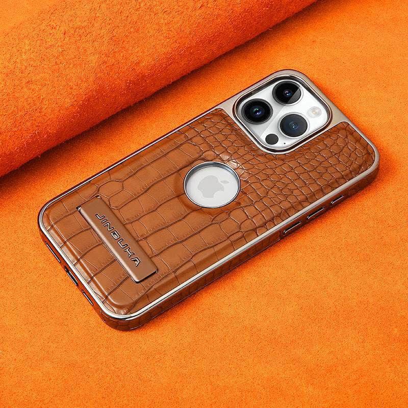 Crocodile Pattern Leather Case with Stand for iPhone Models 2