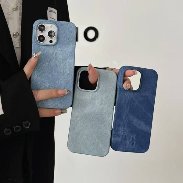 iPhone 17 Magnetic Shockproof Fabric Phone Case - Light Blue, Dark Blue, Gray