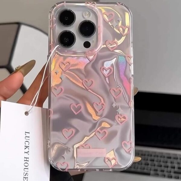 Shiny Heart Pattern Phone Case for iPhone Models