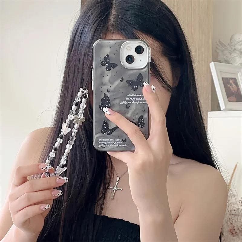 Sparkling Butterfly Phone Case with Charms for iPhone 1