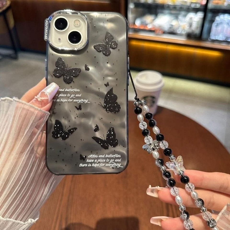 Sparkling Butterfly Phone Case with Charms for iPhone 2