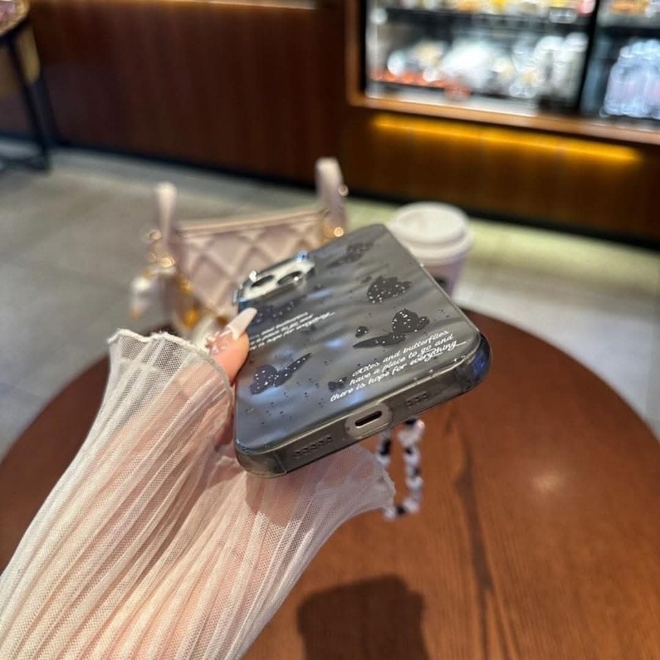 Sparkling Butterfly Phone Case with Charms for iPhone 3