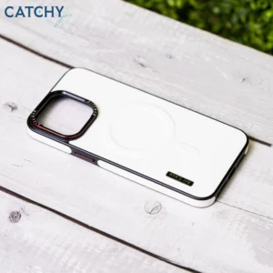 Stylish Leather Case for iPhone with Elegant White Trim