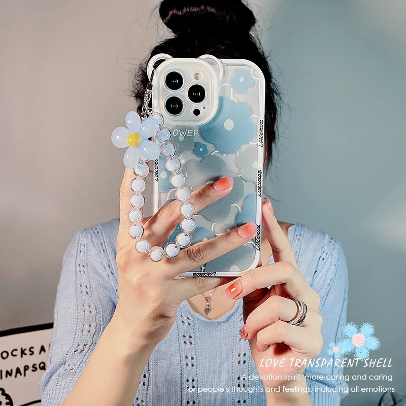 3D Bear Ears Floral Chain Hard Case iPhone price in Bangladesh 3
