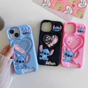 3D Heart Sequin Silicone Protective Case for iPhone