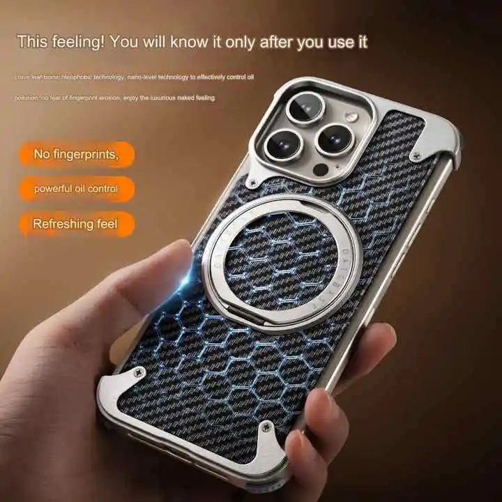 Aluminum Carbon Fiber iPhone Case with Magnetic Stand price in Bangladesh 2