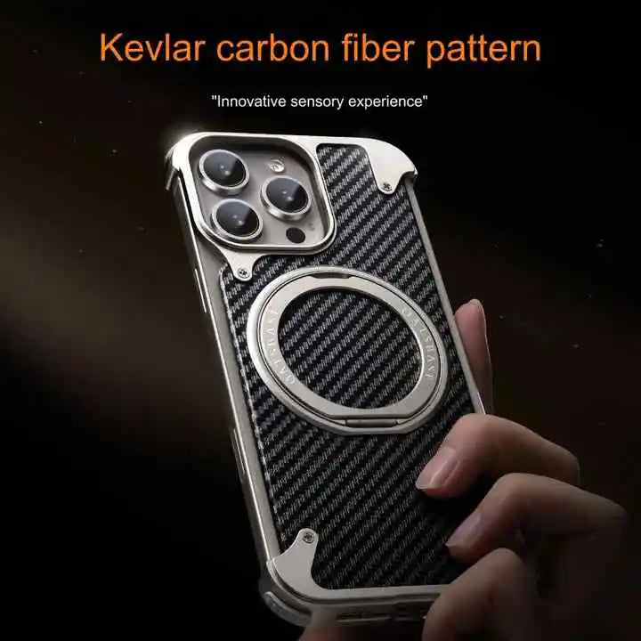 Aluminum Carbon Fiber iPhone Case with Magnetic Stand price in Bangladesh 3