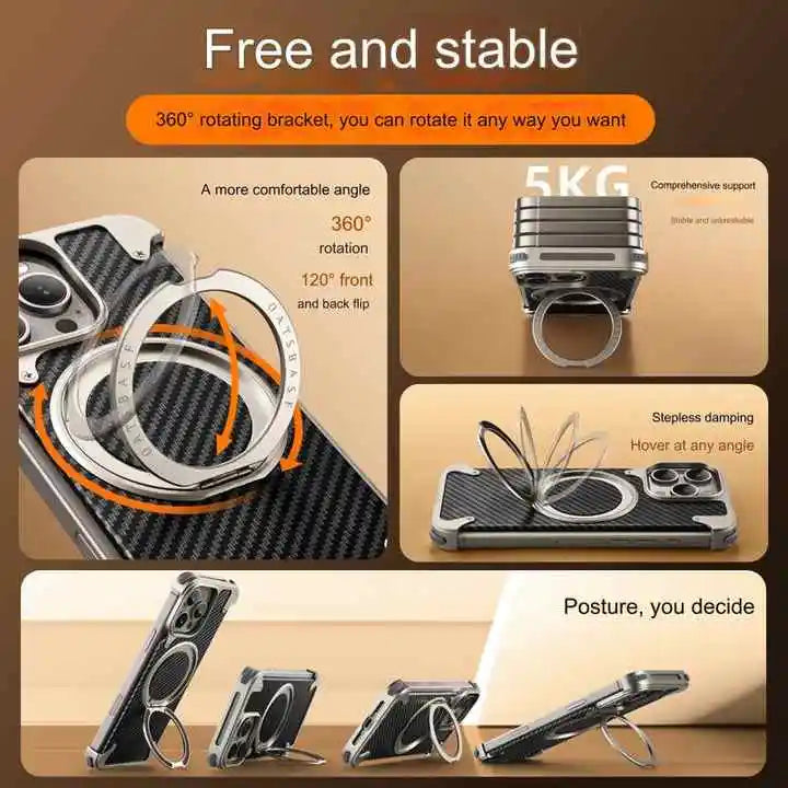 Aluminum Carbon Fiber iPhone Case with Magnetic Stand price in Bangladesh 4