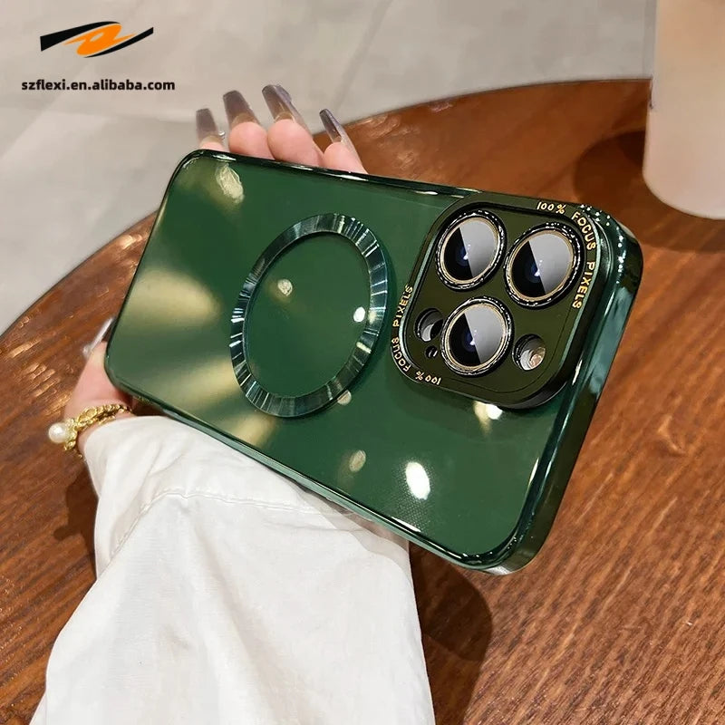 Clear Magnetic Case with Metal Lens Protector for iPhone 12