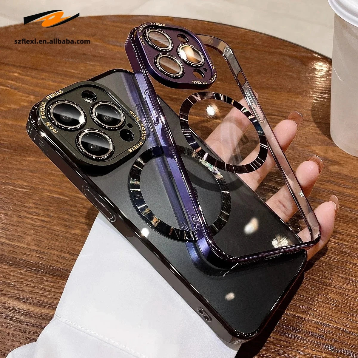 Clear Magnetic Case with Metal Lens Protector for iPhone 4