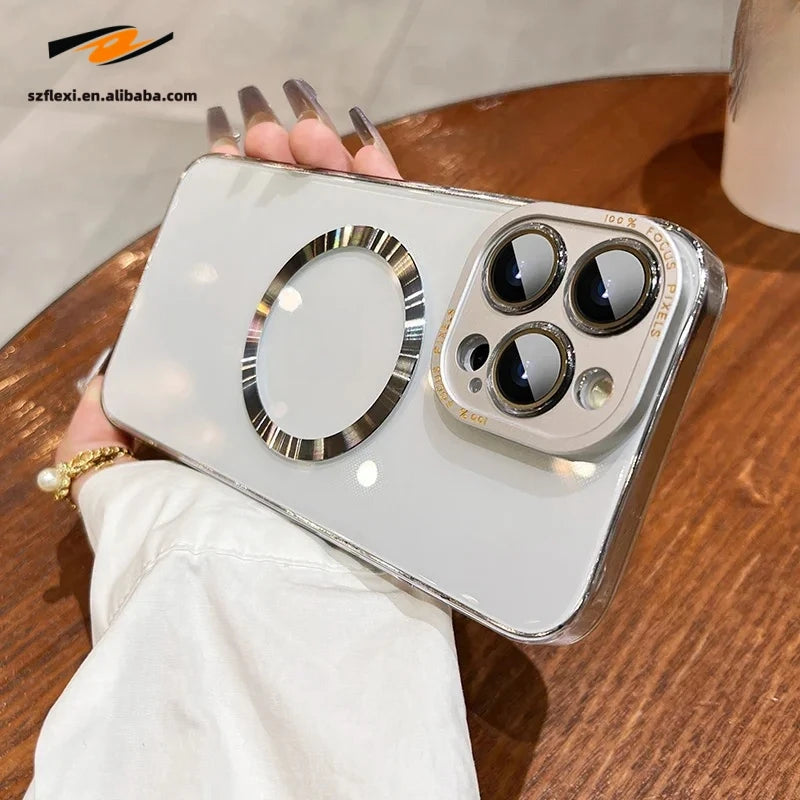 Clear Magnetic Case with Metal Lens Protector for iPhone 6