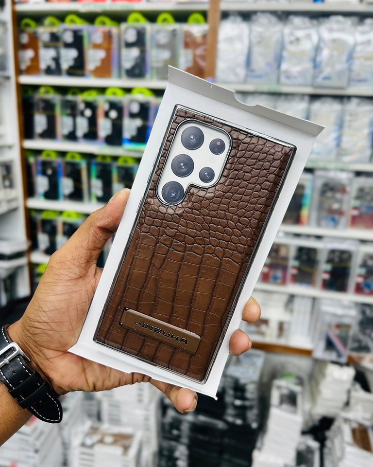 Crocodile Leather Phone Case with Stand for Samsung Models