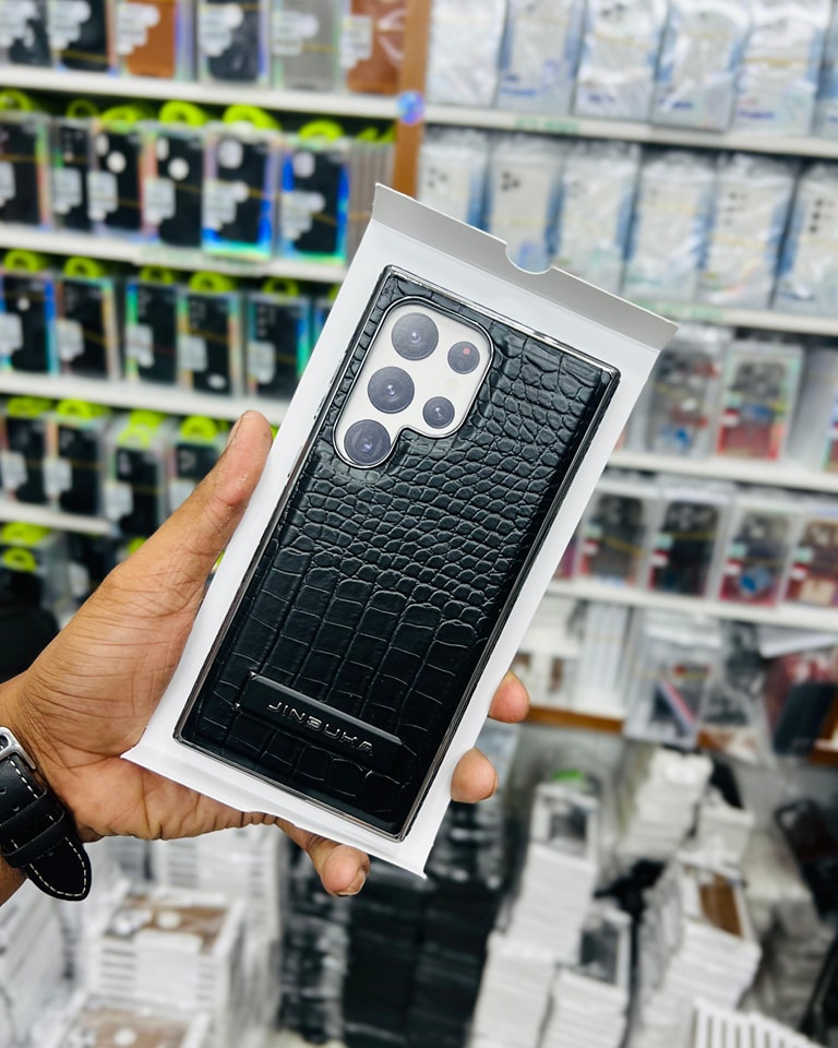 Crocodile Leather Phone Case with Stand for Samsung Models 1