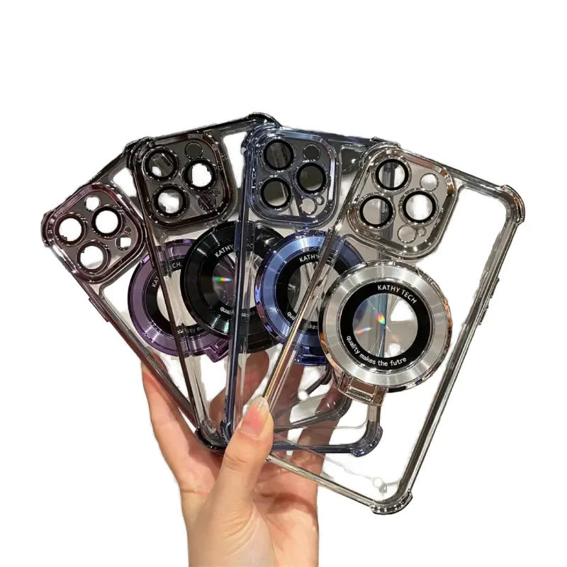 Durable Acrylic iPhone Case with Foldable Metal Support 2