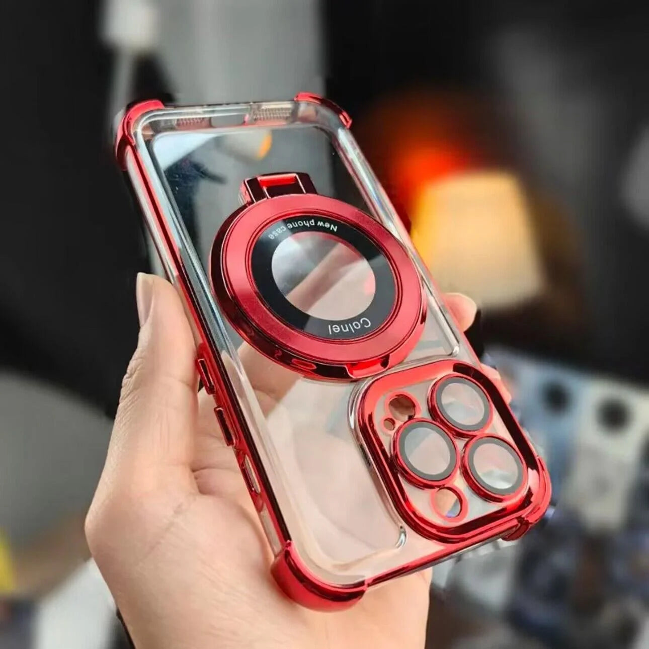 Durable Acrylic iPhone Case with Foldable Metal Support 9