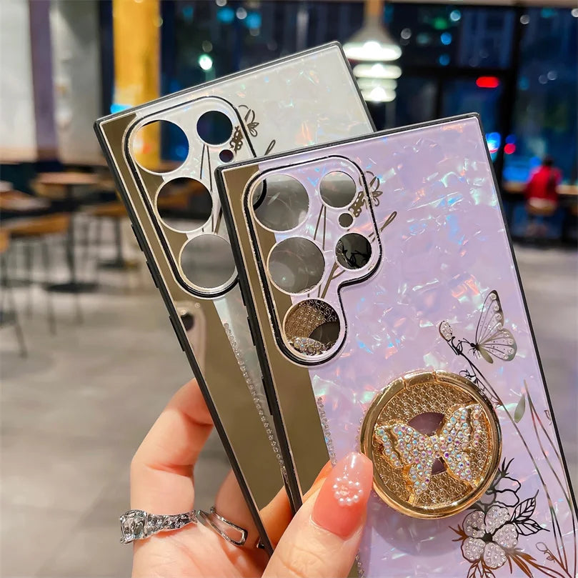 Elegant Butterfly Phone Cover with Ring for Samsung Devices 1