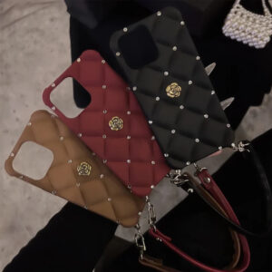 Floral Glitter Silicone Case with Chain for iPhone Models