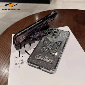 Glitter Butterfly iPhone Case with Sparkling Diamonds