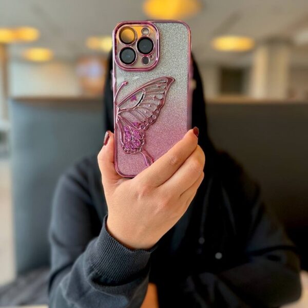 Glittering Butterfly Case with Camera Guard for iPhone Models