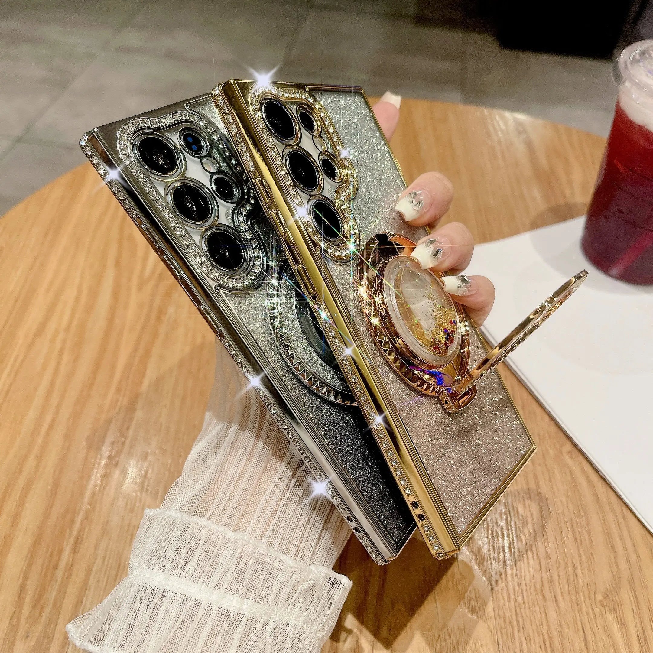 Glittering Magnetic Case with Stand for Samsung Galaxy 2