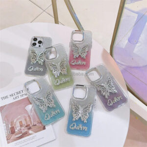 Glittery Phone Case with 3D Butterfly Stand for iPhone 6