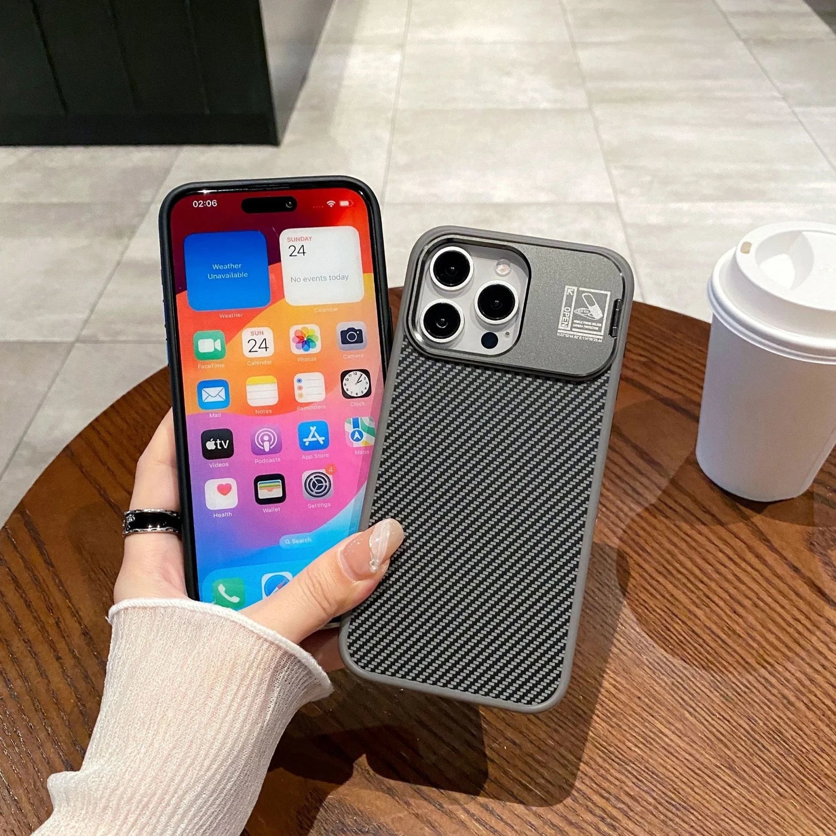 iPhone 15 Pro Carbon Fiber Case with Lens Holder price in Bangladesh 3