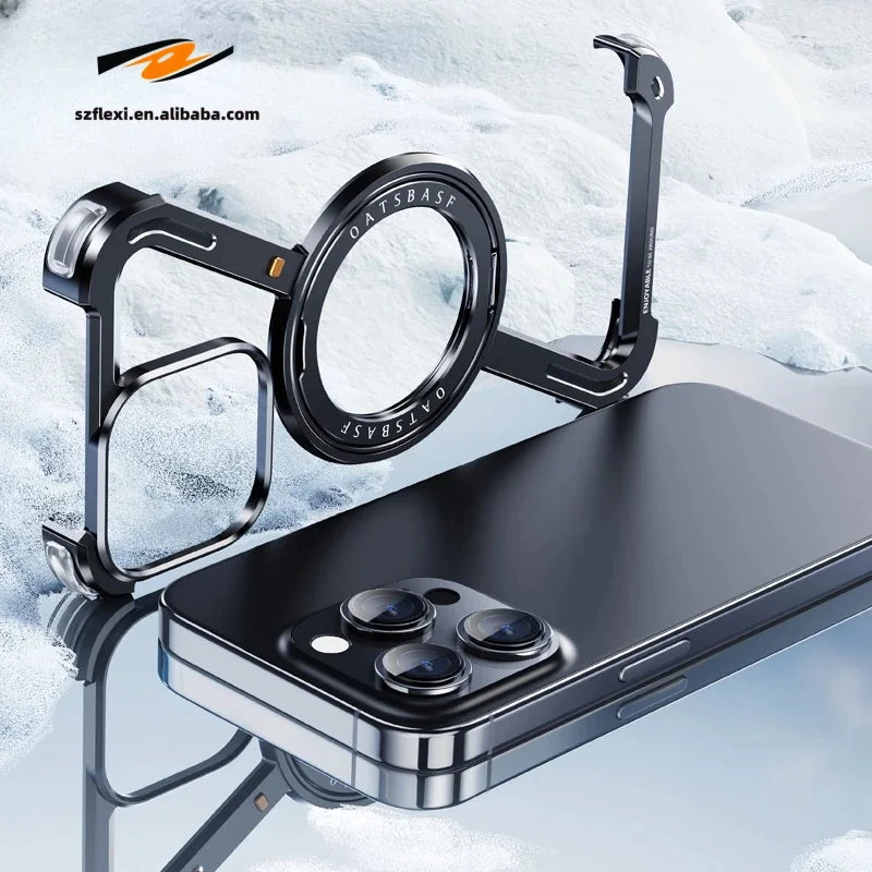 Aluminum Alloy iPhone 15 Pro Max/Plus Case with 360° Magnetic Holder price in Bangladesh