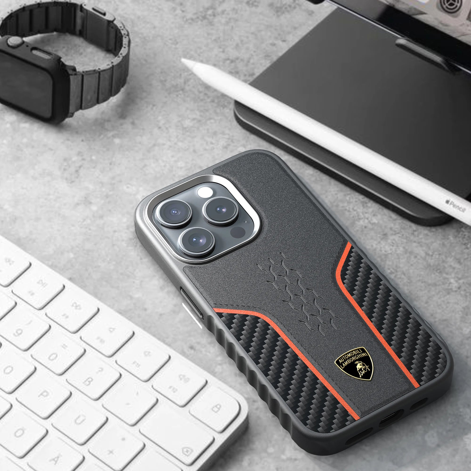 Lamborghini Carbon Fiber Leather Case for iPhone 5