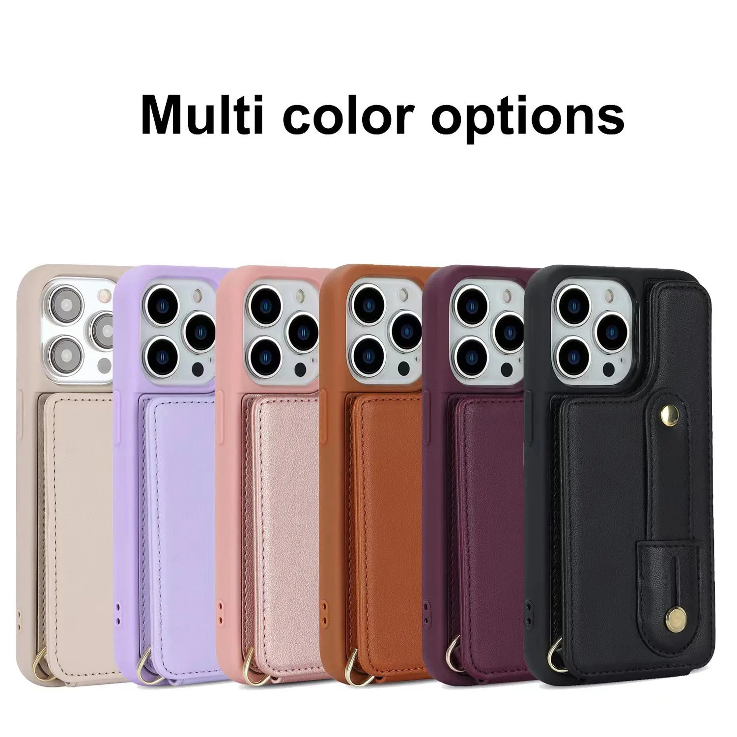 Leather Phone Case with Card Holder and Wrist Strap for iPhone 2