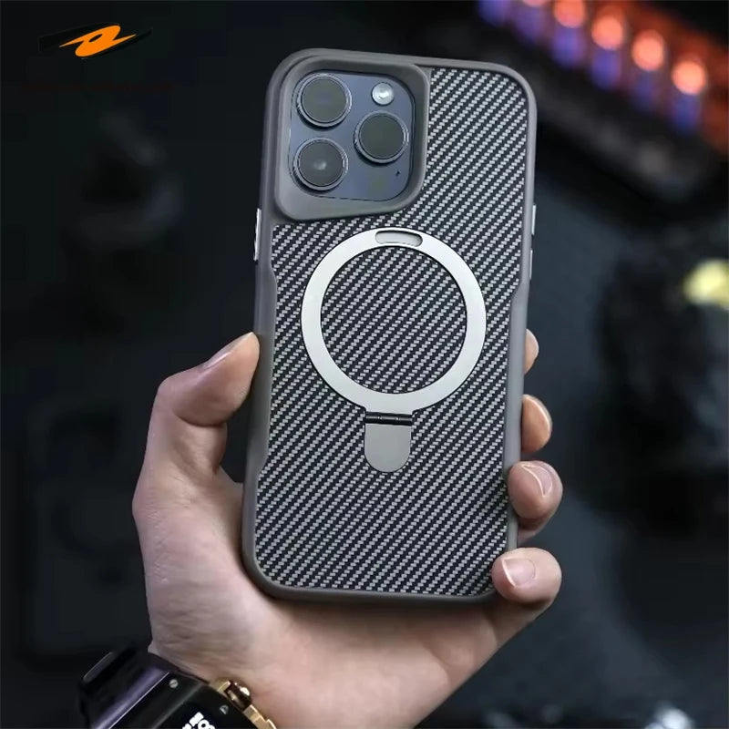 Magnetic Acrylic Phone Case with Metal Support for iPhone 8