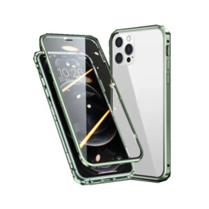 Magnetic Glass Case with Metal Frame for iPhone Models