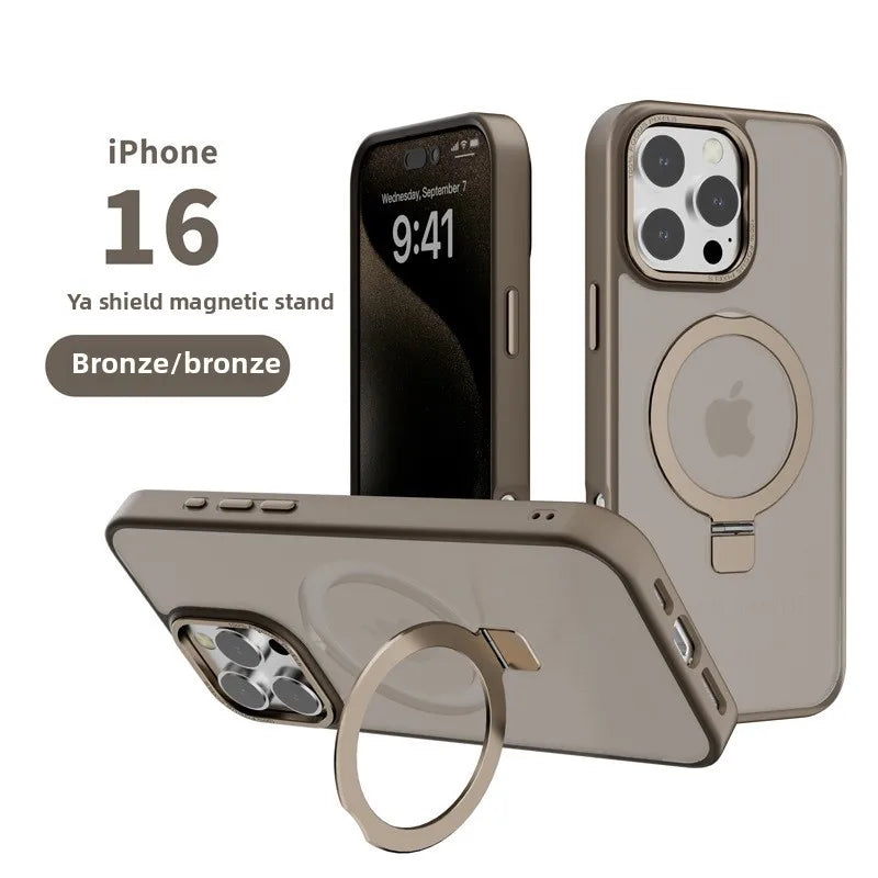 Magnetic Matte Black Phone Case with 360 Degree Stand for iPhone