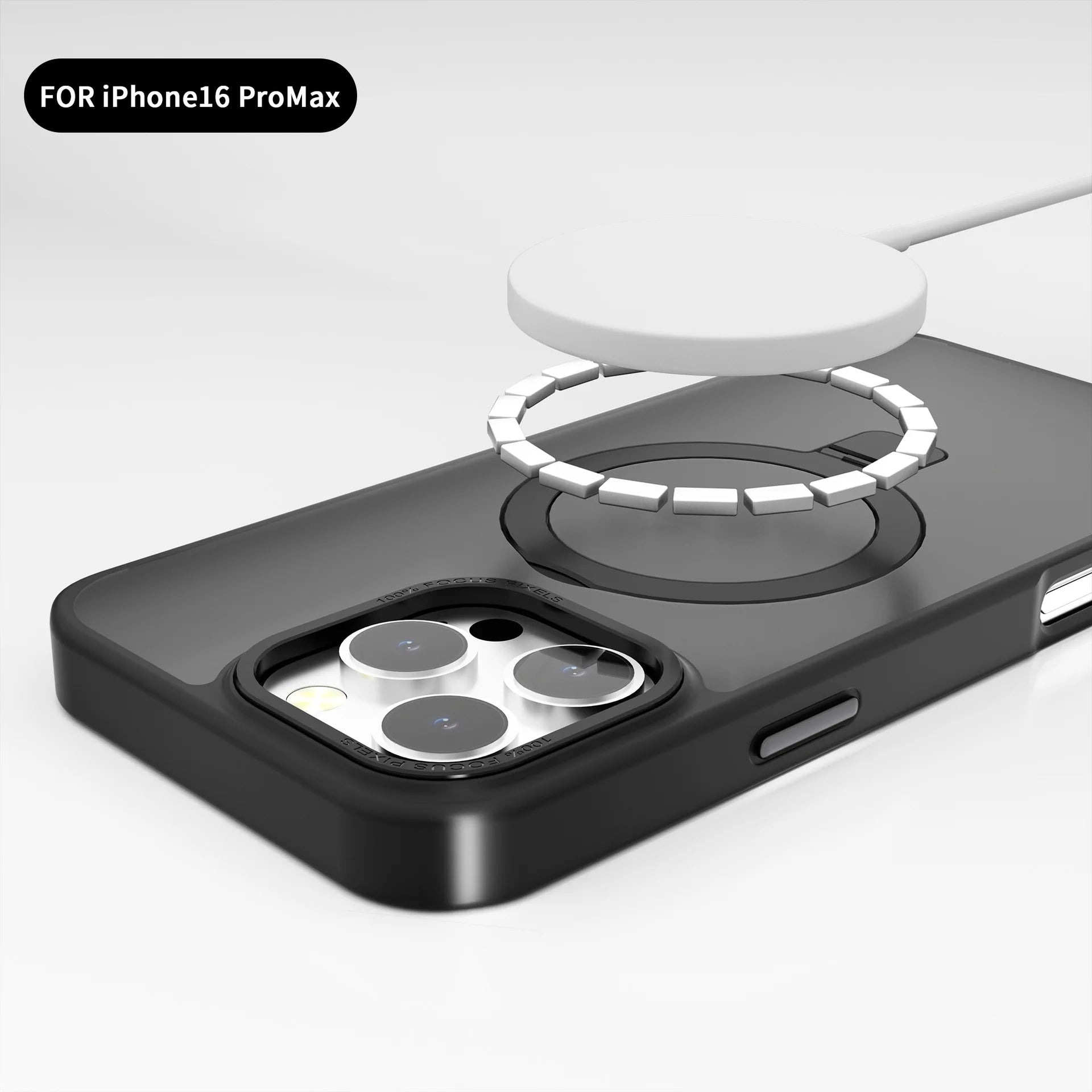 Magnetic Matte Black Phone Case with 360 Degree Stand for iPhone 2