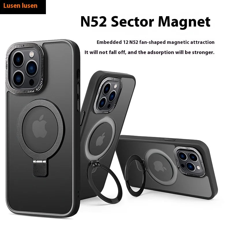 Magnetic Matte Black Phone Case with 360 Degree Stand for iPhone 5