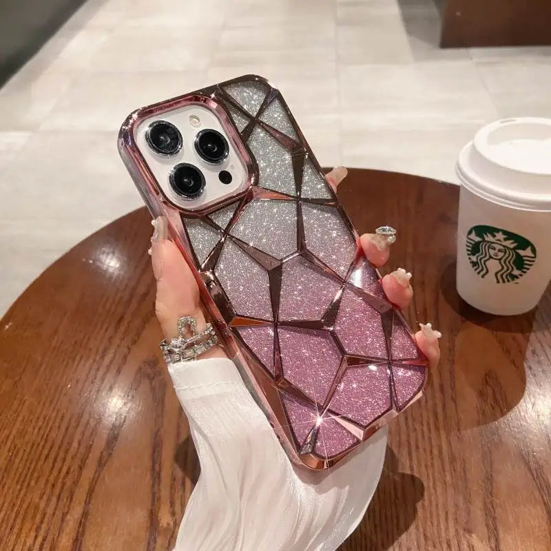 Marble Glitter TPU Case for iPhone 16 15 14 13 price in Bangladesh 8
