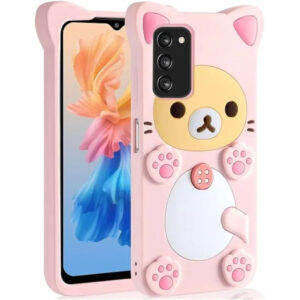Pink Silicone Cat Bear Case for Samsung Galaxy A and S Series 6