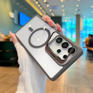 Transparent Phone Case with Metal Stand for Samsung Models 7