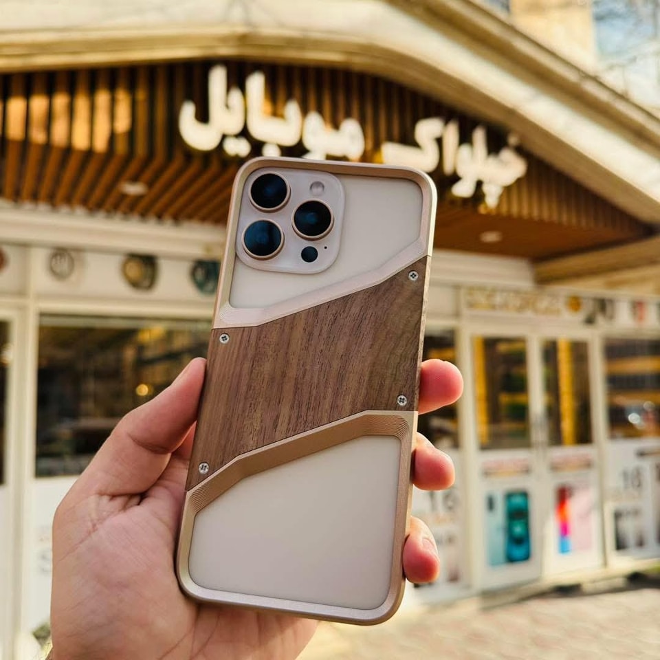Wood and Metal Case for iPhone 15 and 16 Models