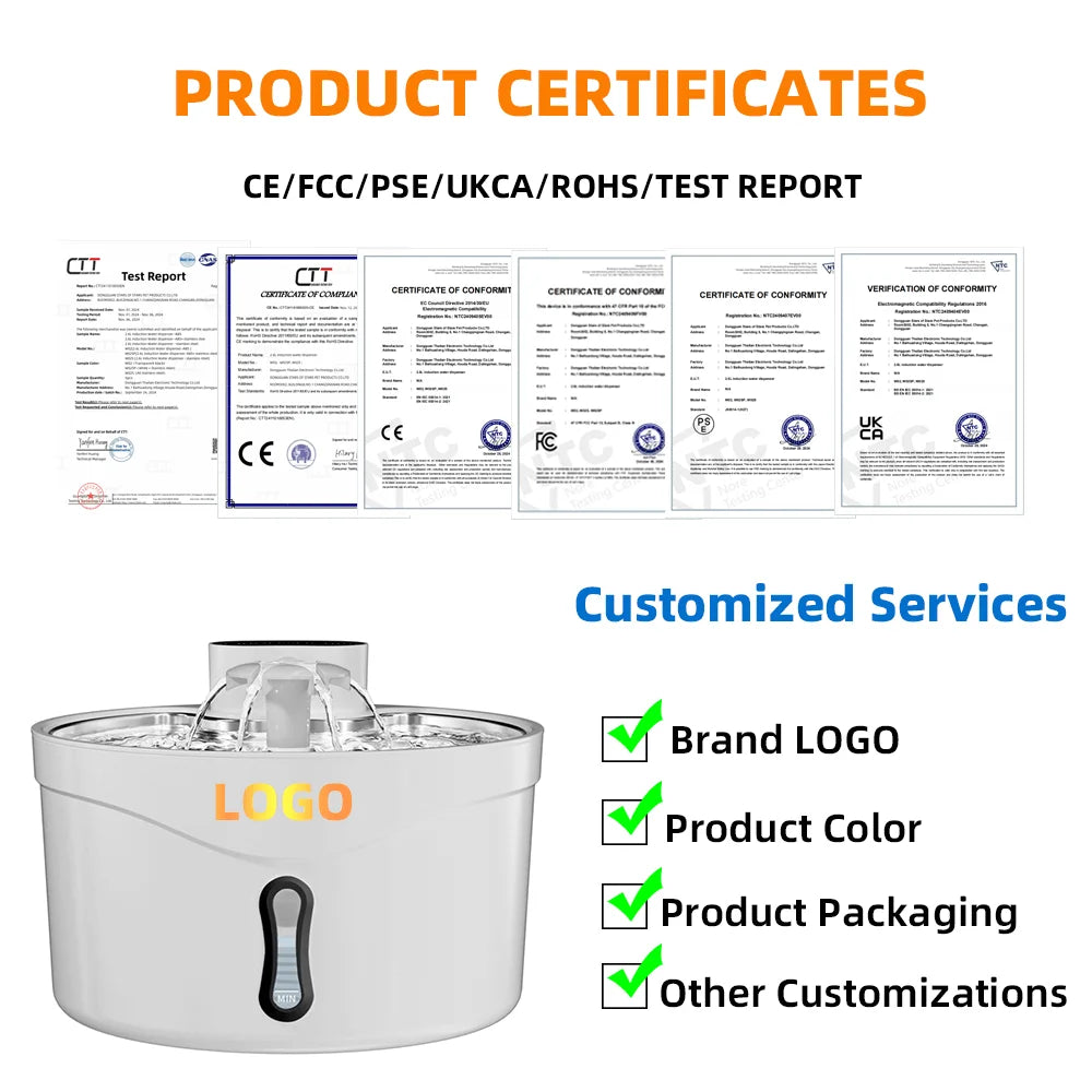 2.6L Infrared Pet Water Fountain with Auto Cat Dispenser 5