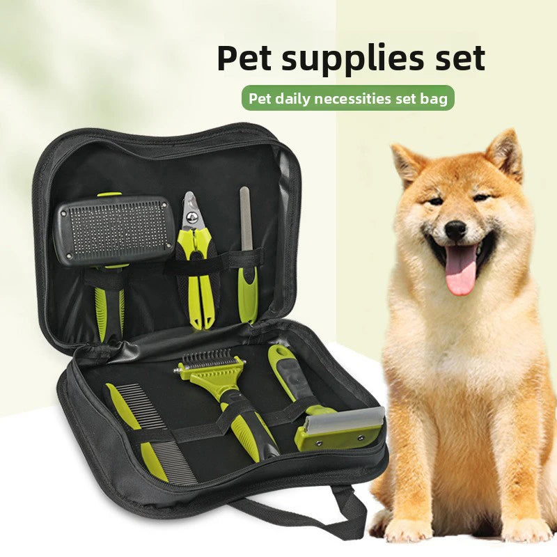 6-Piece Pet Grooming Kit with Self-Cleaning Brushes