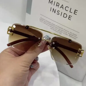 2026 Unisex Blue Black PC Sunglasses with Gold UV400 Lens