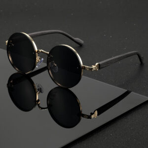 Children’s Retro Round Sunglasses – UV400 Punk Style with Wood Grain Frame, European & American Design 5