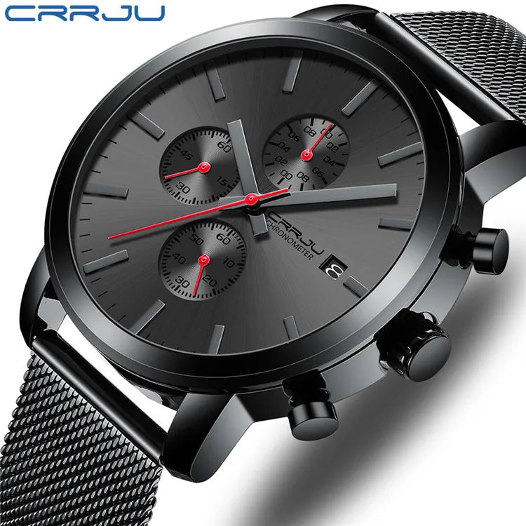CRRJU Men's Luxury Stainless Steel Waterproof Quartz Watch 8