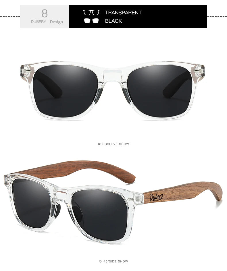 DUBERY 2025 Polarized Wooden Sunglasses UV400 for Men & Women 10