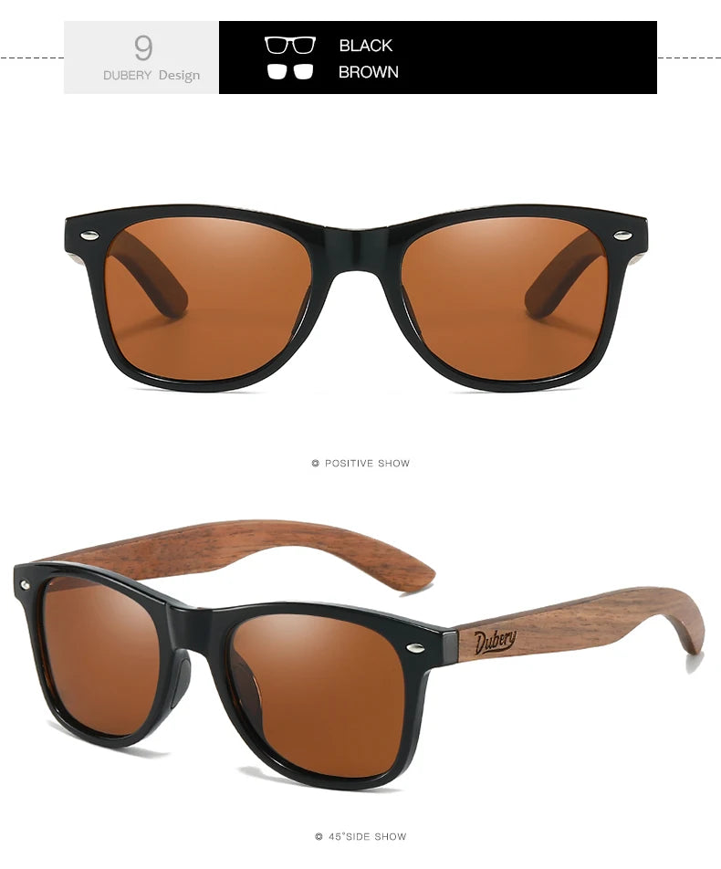 DUBERY 2025 Polarized Wooden Sunglasses UV400 for Men & Women 11