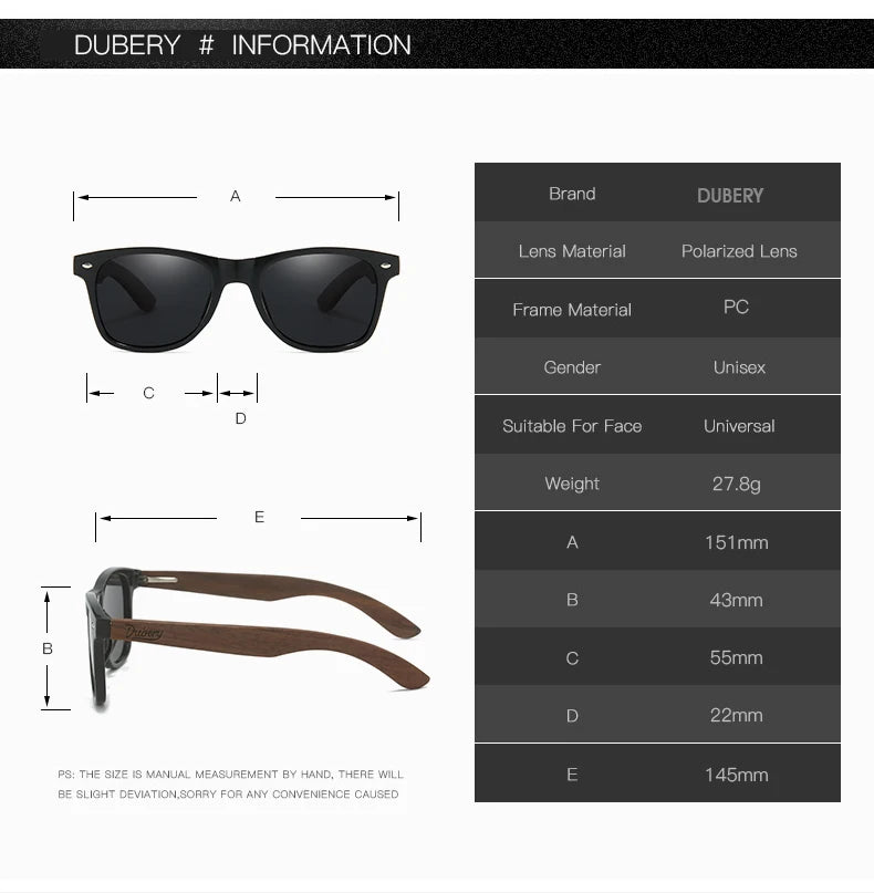 DUBERY 2025 Polarized Wooden Sunglasses UV400 for Men & Women 2