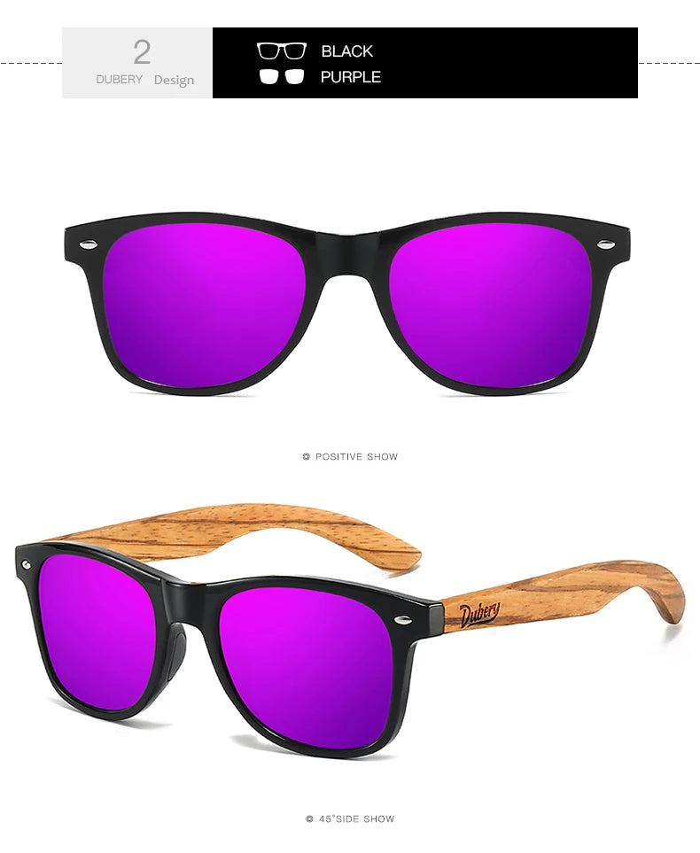 DUBERY 2025 Polarized Wooden Sunglasses UV400 for Men & Women 4