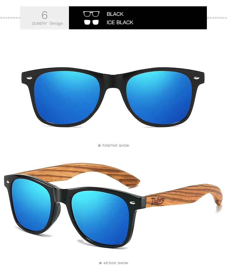 DUBERY 2025 Polarized Wooden Sunglasses UV400 for Men & Women 8